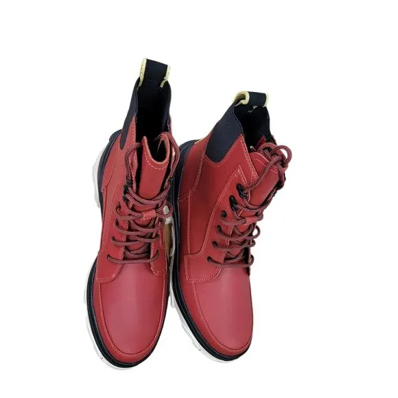 Sorel Brex Lace Up Waterproof Leather Ankle Boots Warp Red Women's Size 9