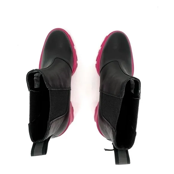Sorel Brex Waterproof Chelsea Ankle Boots Size 7.5 Platform Black Pink New NWT