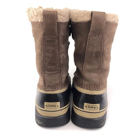 Sorel Caribou Brown Leather Waterproof Winter Snow Boots 8