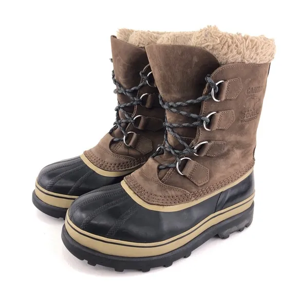 Sorel Caribou Brown Leather Waterproof Winter Snow Boots 8