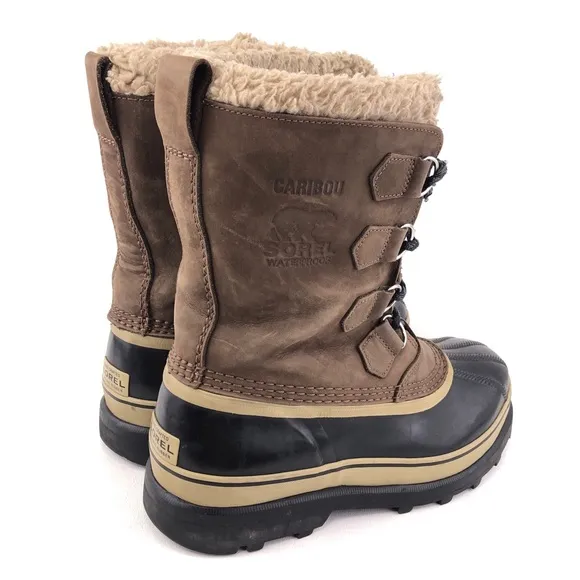 Sorel Caribou Brown Leather Waterproof Winter Snow Boots 8