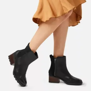 Sorel Cate bootie waterproof black leather ankle boots lug sole size 9.5 NEW NWT