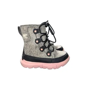 Sorel children girls 10 explorer lace pink black waterproof insulated boots