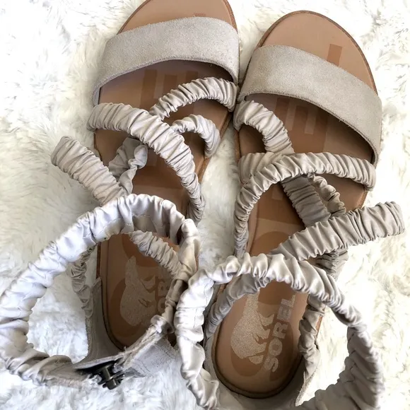 Sorel Ella II Ankle-Strap Taupe Sandals | 7.5