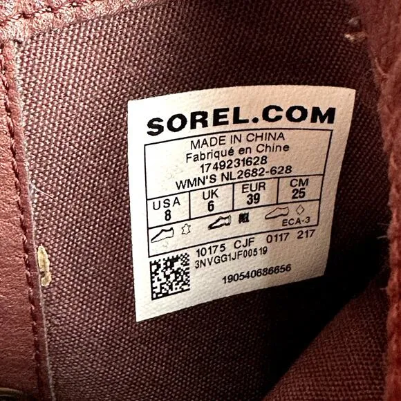 Sorel Farah Short Waterproof Ankle Boots Tasseled Tie Suede Heeled Redwood 8