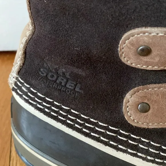 Sorel Joan of Arctic Snow Boots Black Faux Fur Size 8 Brown Fur Cuff