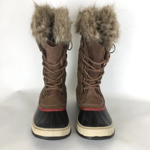 Sorel Joan of Arctic Snow Boots Waterproof Black Leather Women’s Sz 9 Fur Trim