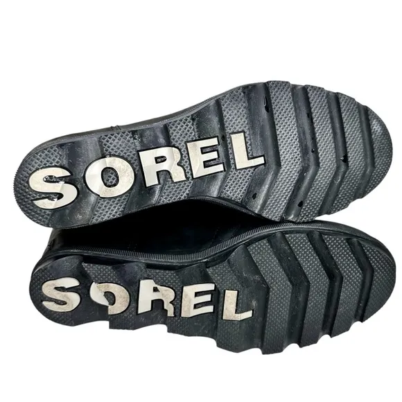 Sorel Joan of Arctic Wedge II Ankle Boots Black Leather SZ 10