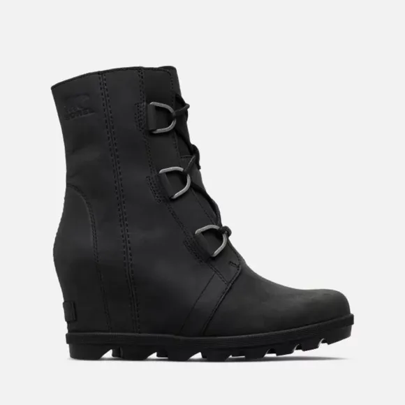 Sorel Joan of Arctic Wedge II Ankle Boots Black Leather SZ 10