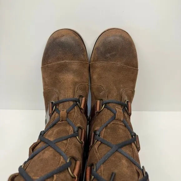 SOREL Joan Of Artic Lace Up Waterproof Leather Tall Wedge Boots Brown Sz 7