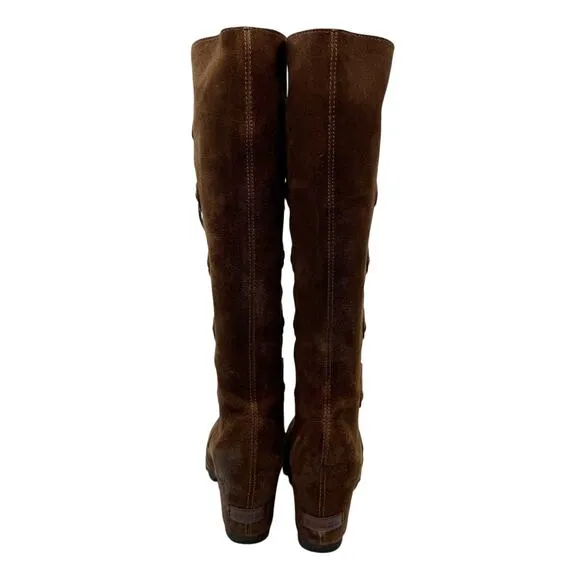 SOREL Joan Of Artic Lace Up Waterproof Leather Tall Wedge Boots Brown Sz 7