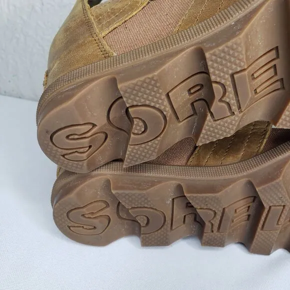 Sorel Joanie II Tan Leather Lace Up Gladiator Wedge Sandals Womens Size 8