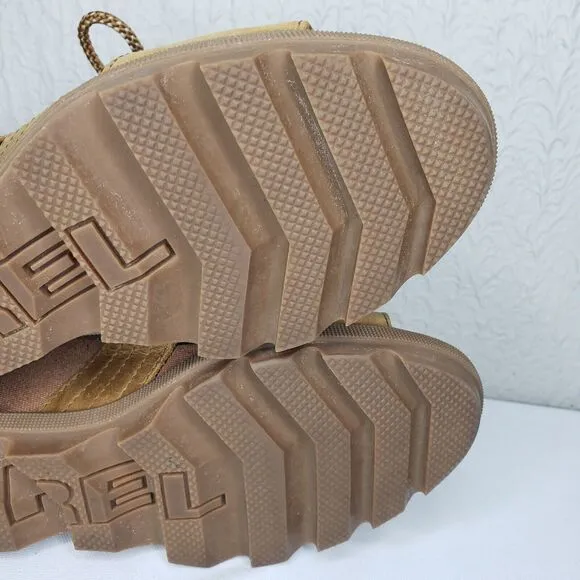 Sorel Joanie II Tan Leather Lace Up Gladiator Wedge Sandals Womens Size 8
