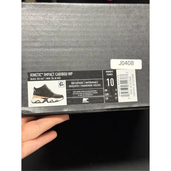 Sorel Kinetic Impact Caribou Waterproof Boots Black Sea Salt 10