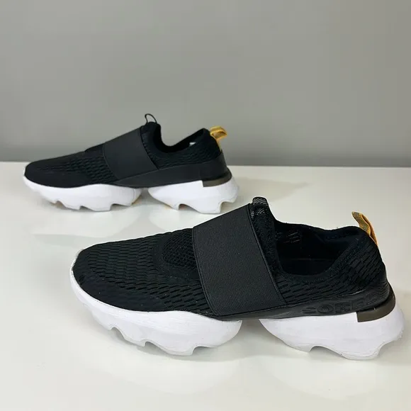 Sorel Kinetic Impact Sneakers Black Strap Mesh Slip On Fabric Shoes Size 9.5