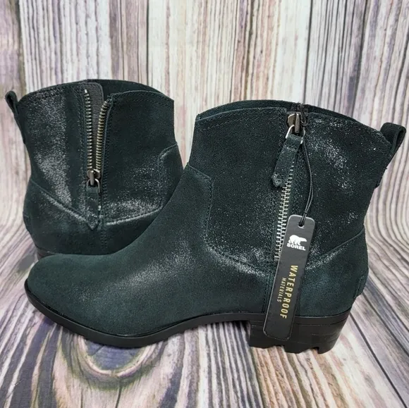 Sorel Lolla ll Metallic Suede Waterproof Zip Booties New Women’s 8