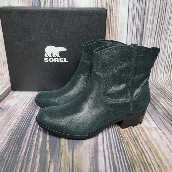Sorel Lolla ll Metallic Suede Waterproof Zip Booties New Women’s 8