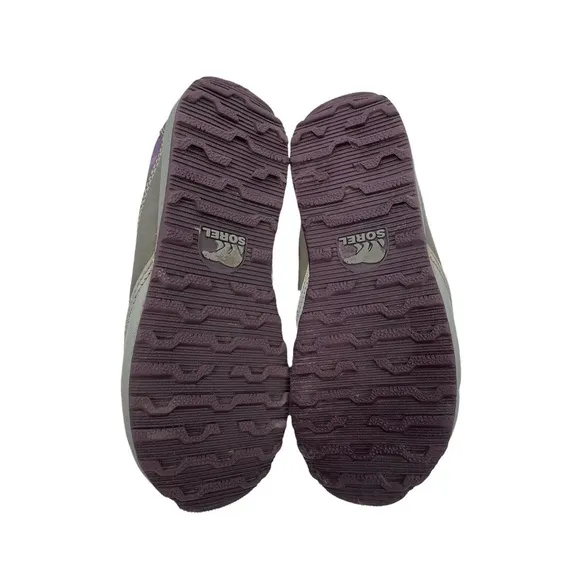 Sorel Mackenzie Purple Plaid Leather Hiking Shoes Size 3 Kids