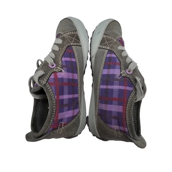 Sorel Mackenzie Purple Plaid Leather Hiking Shoes Size 3 Kids