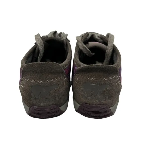 Sorel Mackenzie Purple Plaid Leather Hiking Shoes Size 3 Kids