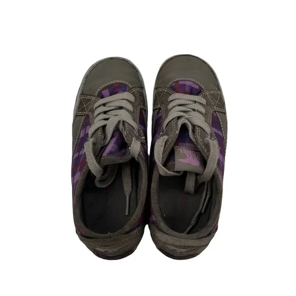 Sorel Mackenzie Purple Plaid Leather Hiking Shoes Size 3 Kids