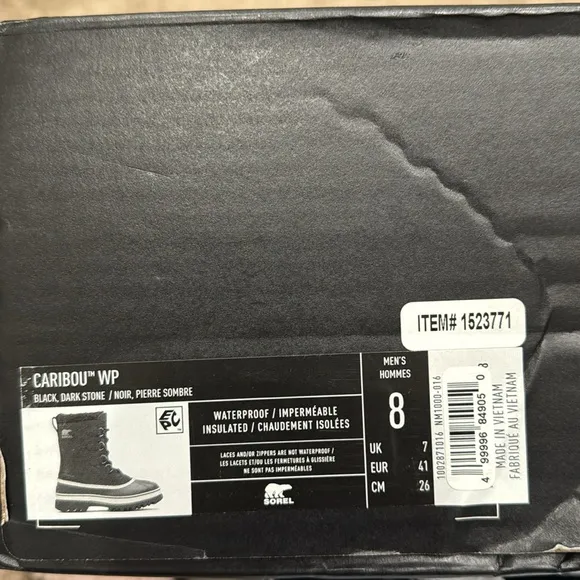 Sorel Mens Caribou Waterproof Boots Size 8
