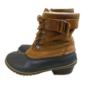 Sorel Tan/Black Winter Fancy Lace II Boots Suede and Rubber Waterproof Lace Up