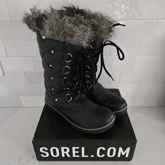 Sorel Tofino II Waterproof Insulated Winter Snow Boots Lace-Up Black Stone Sz 8