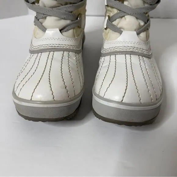 Sorel Torino White Patent Fur Lining Waterproof Chunky Boots Size 7