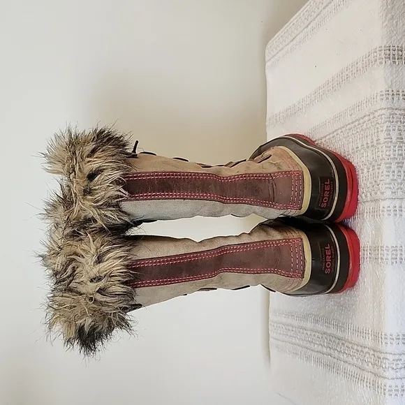 SOREL waterproof faux fur lined boots genuine leather rubber winter boots sz 7