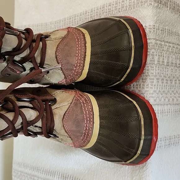 SOREL waterproof faux fur lined boots genuine leather rubber winter boots sz 7