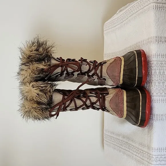 SOREL waterproof faux fur lined boots genuine leather rubber winter boots sz 7