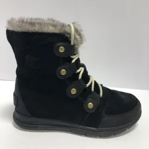 Sorel Women’s Explorer Joan, Black Waterproof Winter Boots, Size 7.5M