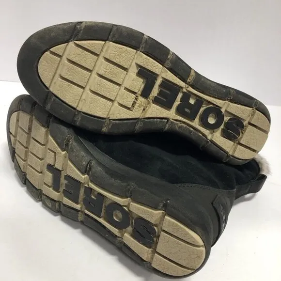 Sorel Women’s Explorer Joan, Black Waterproof Winter Boots, Size 7.5M