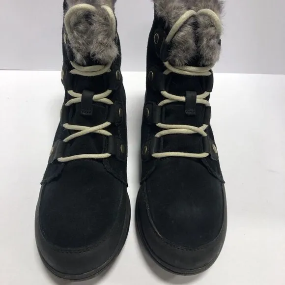 Sorel Women’s Explorer Joan, Black Waterproof Winter Boots, Size 7.5M