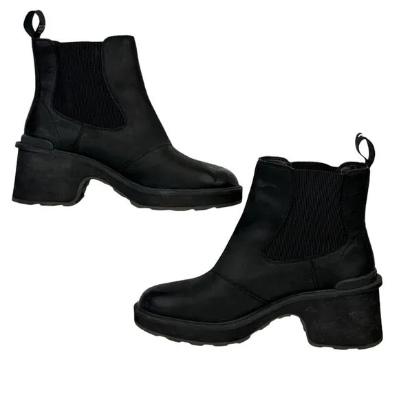 Sorel Women's Hi-Line Chelsea Boots 10 Platform Heeled Waterproof Black Platform