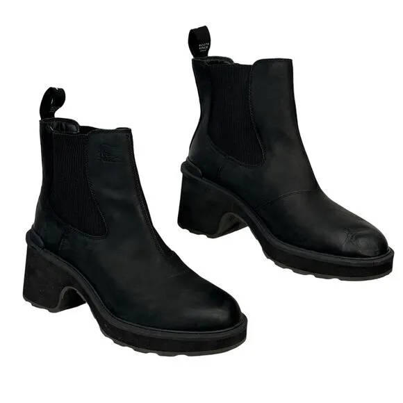 Sorel Women's Hi-Line Chelsea Boots 10 Platform Heeled Waterproof Black Platform