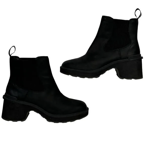Sorel Women's Hi-Line Chelsea Boots 10 Platform Heeled Waterproof Black Platform