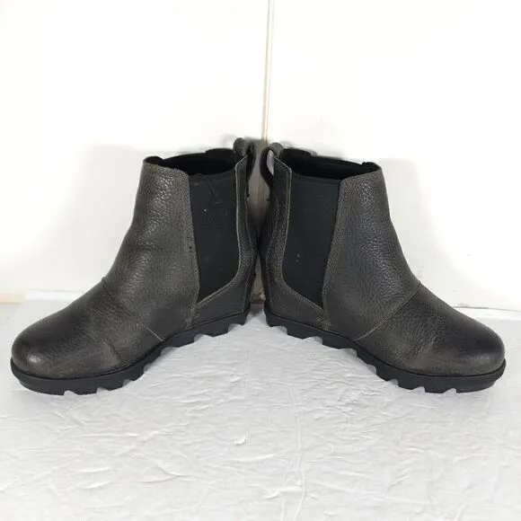 Sorel Women's Joan of ArcticII US5,5 gray Leather Waterproof Wedge Chelsea Boot