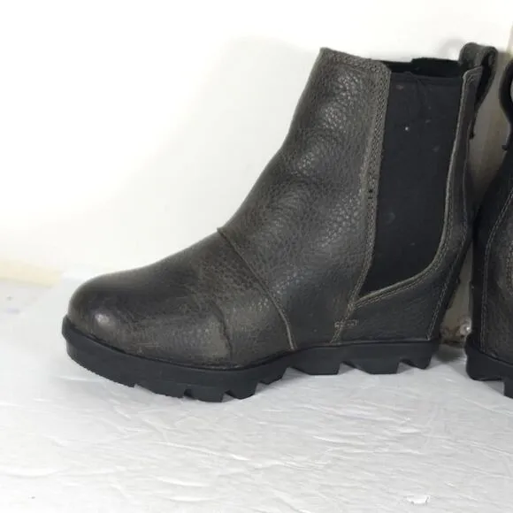 Sorel Women's Joan of ArcticII US5,5 gray Leather Waterproof Wedge Chelsea Boot