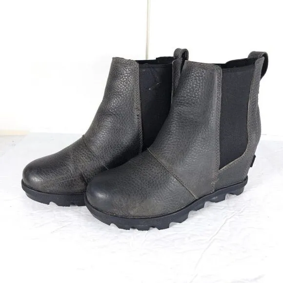 Sorel Women's Joan of ArcticII US5,5 gray Leather Waterproof Wedge Chelsea Boot