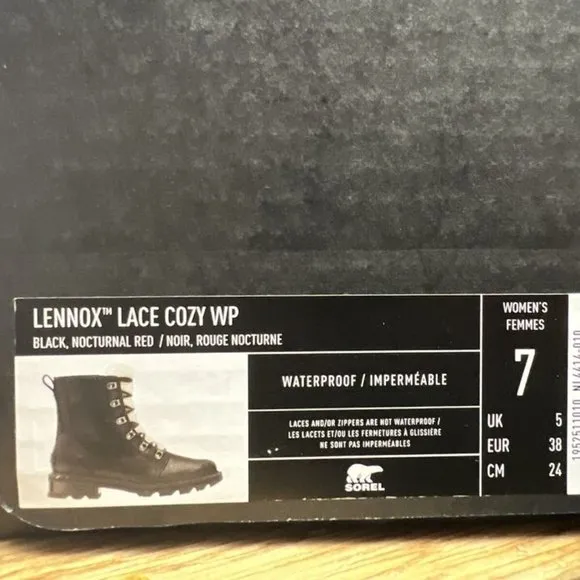 Sorel Women's Lennox Lace Cozy Waterproof Boots Black, Size 7 M