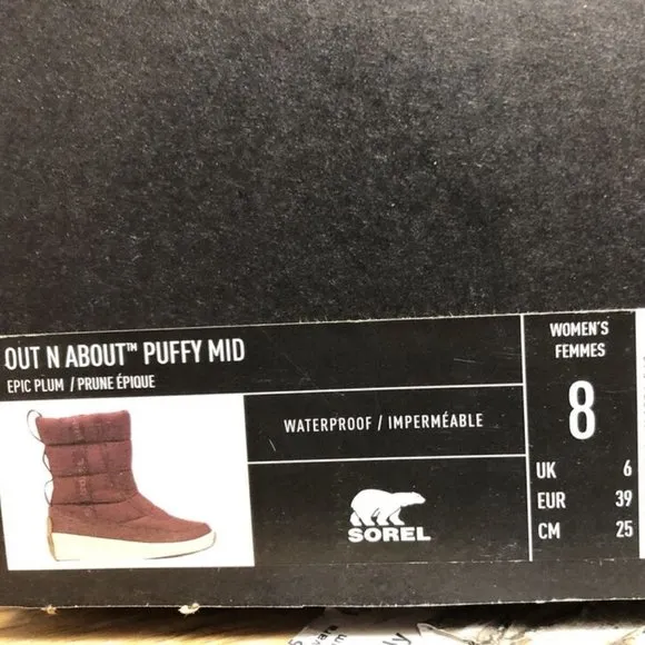 Sorel Women's Puffy Mid Waterproof Winter Boots Plum, Size 8 M