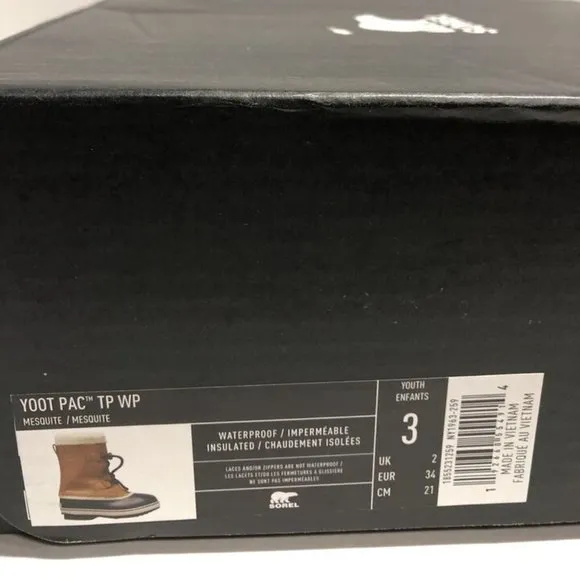 Sorel Youth Yoot Pac TP Waterproof Winter Boots Brown, Kids’ Size 3M