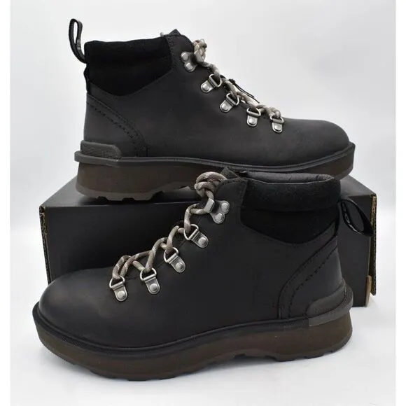 Sorel Womens Size 7.5 Hi Line Hiker Jet Black Waterproof Leather Lace Up Boots