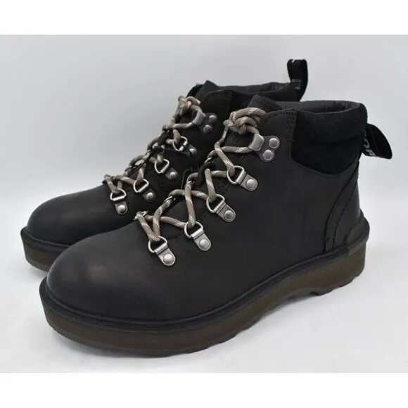 Sorel Womens Size 7.5 Hi Line Hiker Jet Black Waterproof Leather Lace Up Boots