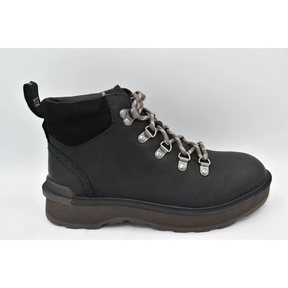 Sorel Womens Size 7.5 Hi Line Hiker Jet Black Waterproof Leather Lace Up Boots