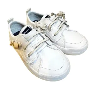 Sperry Crest Vibe‎ Jr Leather Sneaker Girl's Size 5M All White Shoes