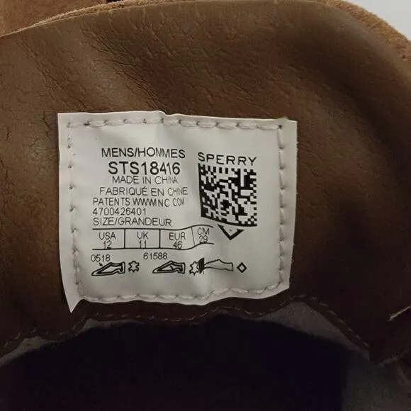 Sperry Top-Sider Men Watertown LTT Waterproof Hiker Boots US 12M Brown Suede