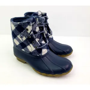 Sperry Top Sider Saltwater Youth Size 1Y Blue Plaid Wool Waterproof Duck Boot